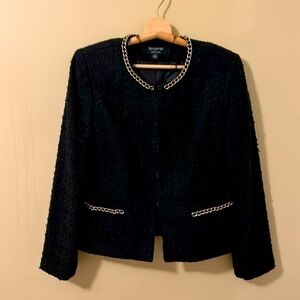 Vintage Signature By Larry Levine Black Jacket with Gold Chain Accents Size 12